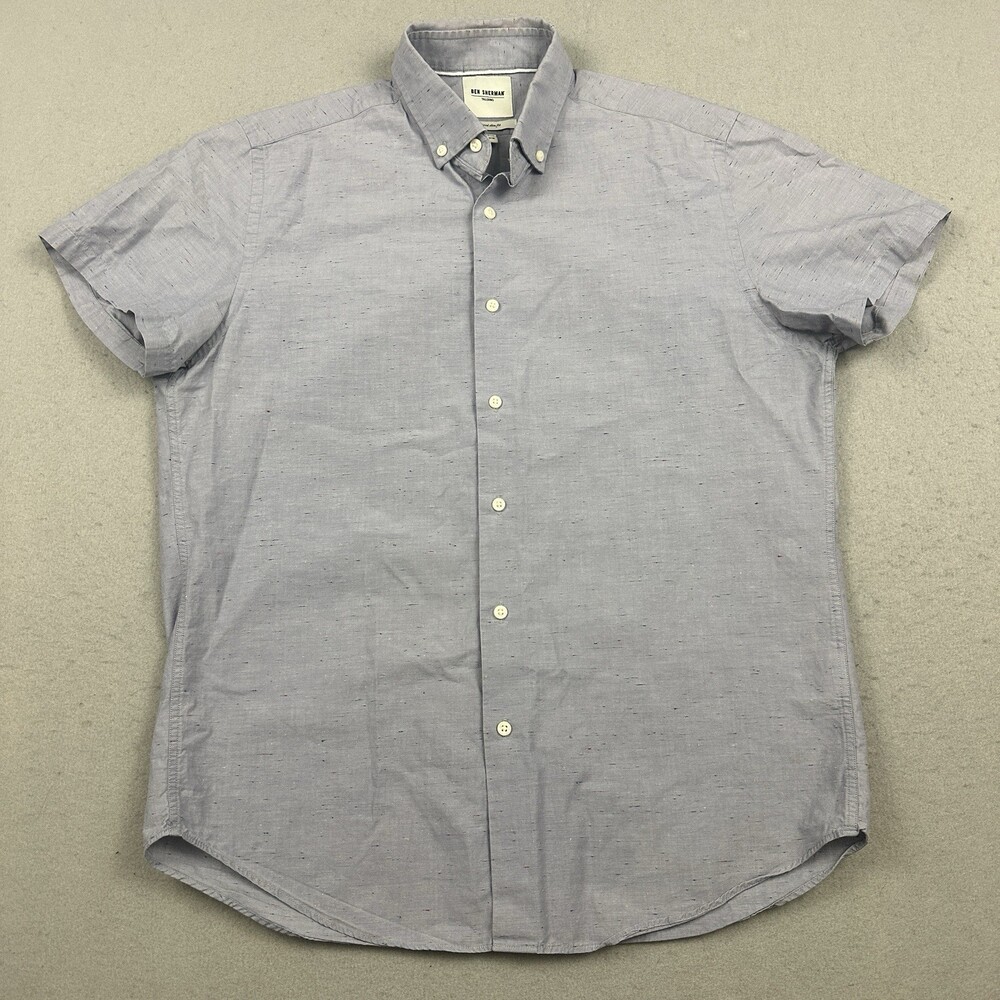 Ben Sherman Shirt Men Medium Purple Geometric Tailored Slim Fit Logo M *
